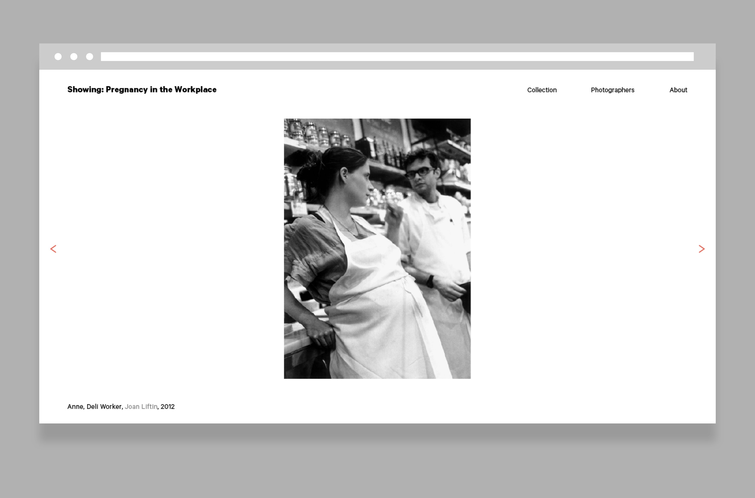 Image depicts a mock-up of a webpage with a photograph of a pregnant person working in cafe.